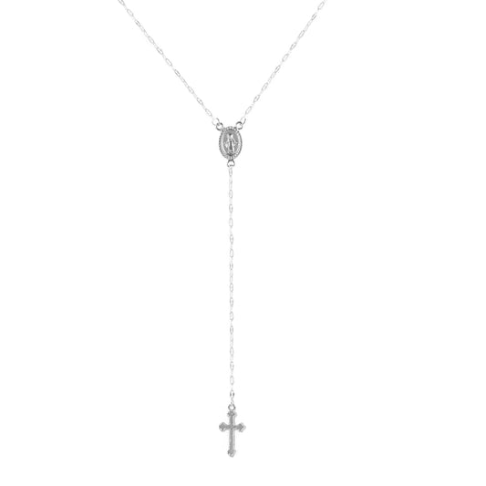 Elegante Silberne Rosenkranz Kette